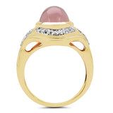 14K Rose Gold Plated 4.36 Carat Genuine Morganite & White Topaz .925 Sterling Silver Ring