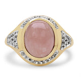 14K Rose Gold Plated 4.36 Carat Genuine Morganite & White Topaz .925 Sterling Silver Ring
