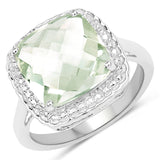 4.36 Carat Genuine Green Amethyst .925 Sterling Silver Ring