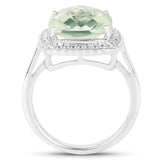 4.36 Carat Genuine Green Amethyst .925 Sterling Silver Ring