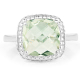 4.36 Carat Genuine Green Amethyst .925 Sterling Silver Ring