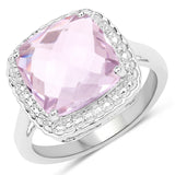 4.27 Carat Genuine Pink Amethyst .925 Sterling Silver Ring