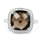 3.96 Carat Genuine Smoky Quartz .925 Sterling Silver Ring