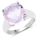 6.28 ct. Genuine Pink Amethyst .925 Sterling Silver Ring