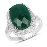 5.60 Carat Dyed Emerald .925 Sterling Silver Ring