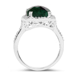 5.60 Carat Dyed Emerald .925 Sterling Silver Ring