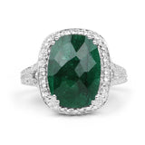 5.60 Carat Dyed Emerald .925 Sterling Silver Ring