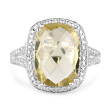 5.54 Carat Genuine Lemon Quartz .925 Sterling Silver Ring