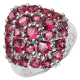 4.46 Carat Genuine Rhodolite .925 Sterling Silver Ring