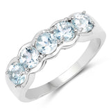 1.10 ct. Genuine Aquamarine .925 Sterling Silver Ring