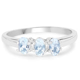 0.60 Carat Genuine Aquamarine .925 Sterling Silver Ring
