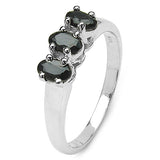 1.05 Carat Genuine Black Sapphire .925 Sterling Silver Ring