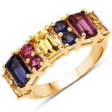 2.68 Carat Genuine Multi Stones .925 Sterling Silver Ring