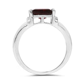 2.90 ct. Genuine Garnet & White Topaz .925 Sterling Silver Ring