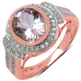 2.04 Carat Genuine Morganite and White Diamond 10K Rose Gold Ring