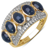 14K Yellow Gold Plated 2.75 Carat Genuine Blue Sapphire .925 Sterling Silver Ring