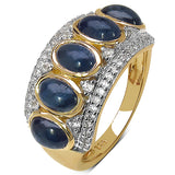 14K Yellow Gold Plated 2.75 Carat Genuine Blue Sapphire .925 Sterling Silver Ring