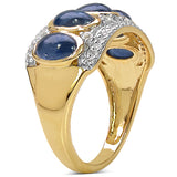 14K Yellow Gold Plated 2.75 Carat Genuine Blue Sapphire .925 Sterling Silver Ring