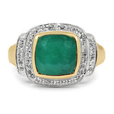 14K Yellow Gold Plated 2.43 Carat Genuine Emerald & White Topaz .925 Sterling Silver Ring