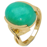 14K Yellow Gold Plated 7.80 Carat Genuine Crysopharse .925 Sterling Silver Ring
