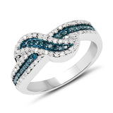 0.48 Carat Genuine Blue Diamond & White Diamond .925 Sterling Silver Ring