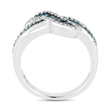 0.48 Carat Genuine Blue Diamond & White Diamond .925 Sterling Silver Ring