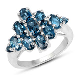 2.59 Carat Genuine London Blue Topaz .925 Sterling Silver Ring