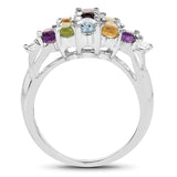 2.83 Carat Genuine Multi Stone .925 Sterling Silver Ring