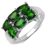 3.00 Carat Genuine Chrome Diopside .925 Sterling Silver Ring