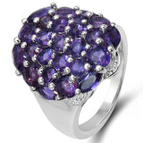 4.00 Carat Genuine Amethyst .925 Sterling Silver Ring