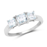 2.62 Carat Genuine Blue Topaz and White Diamond .925 Sterling Silver Ring