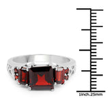 2.57 Carat Genuine Garnet & White Diamond .925 Sterling Silver Ring
