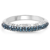 0.43 Carat Genuine Blue Diamond & White Diamond .925 Sterling Silver Ring
