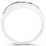 0.25 Carat Genuine Blue Diamond and White Diamond .925 Sterling Silver Ring