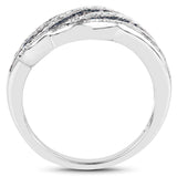0.47 Carat Genuine Blue Diamond & White Diamond .925 Sterling Silver Ring