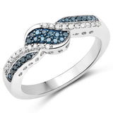 0.23 Carat Genuine Blue Diamond and White Diamond .925 Sterling Silver Ring