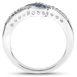 0.23 Carat Genuine Blue Diamond and White Diamond .925 Sterling Silver Ring