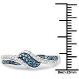 0.23 Carat Genuine Blue Diamond and White Diamond .925 Sterling Silver Ring