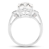 3.45 Carat Genuine Crystal Quartz & White Topaz .925 Sterling Silver Ring