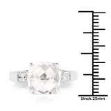 3.45 Carat Genuine Crystal Quartz & White Topaz .925 Sterling Silver Ring
