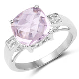 5.30 Carat Genuine Pink Amethyst & White Topaz .925 Sterling Silver Ring
