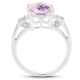 5.30 Carat Genuine Pink Amethyst & White Topaz .925 Sterling Silver Ring