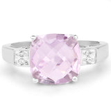 5.30 Carat Genuine Pink Amethyst & White Topaz .925 Sterling Silver Ring