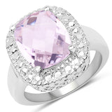 3.91 Carat Genuine Pink Amethyst .925 Sterling Silver Ring