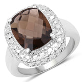 3.85 Carat Genuine Smoky Quartz .925 Sterling Silver Ring