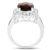 3.85 Carat Genuine Smoky Quartz .925 Sterling Silver Ring