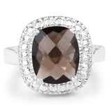 3.85 Carat Genuine Smoky Quartz .925 Sterling Silver Ring