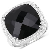 9.77 Carat Genuine Black Onyx .925 Sterling Silver Ring