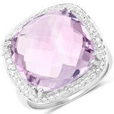 10.35 Carat Genuine Pink Amethyst .925 Sterling Silver Ring