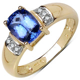 1.24 Carat Tanzanite & White Diamond 10K Yellow Gold Ring